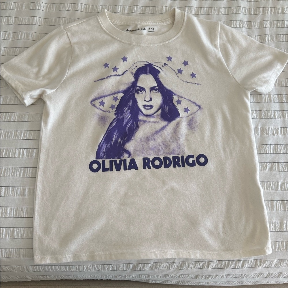 Abercrombie Kids White Graphic Tee with Olivia Rodrigo Print